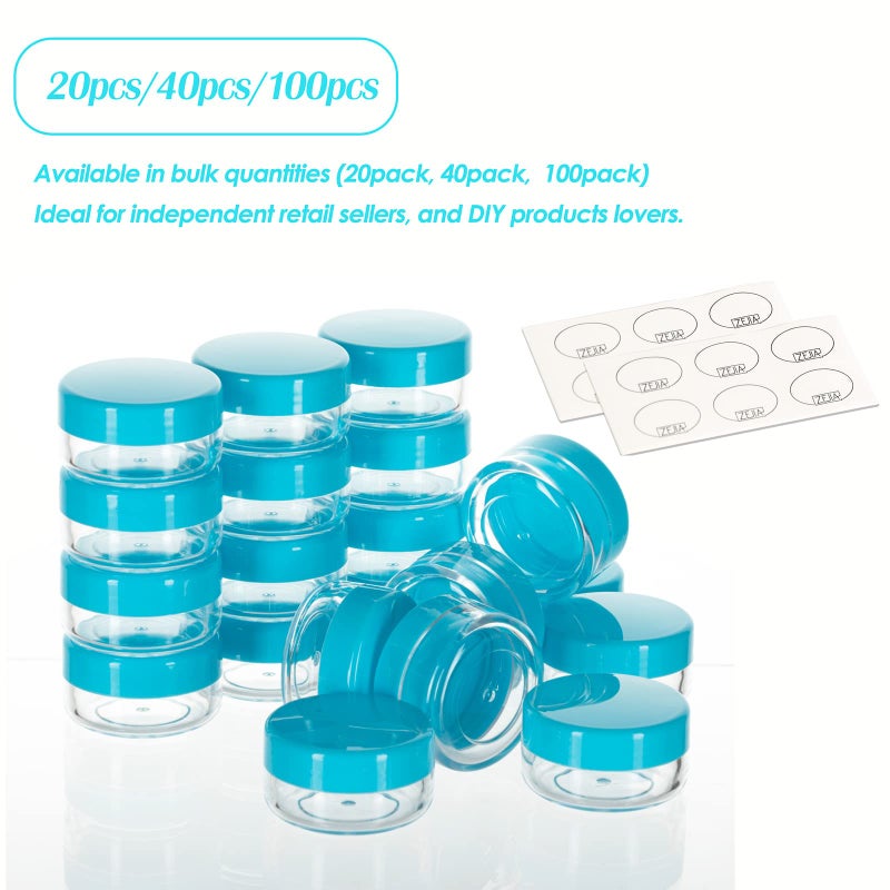 ZEJIA 10 Gram Sample Containers, 100 Count Cosmetic Containers with Lids, Refillable Empty Sample Jars, Small Plastic Containers with Lids (Blue) - Image 4